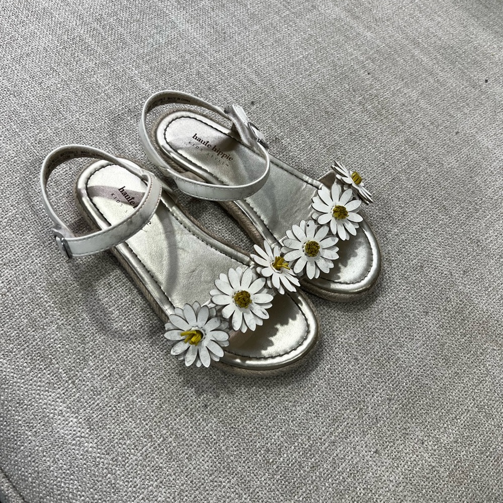 Haute Hippie Silver Floral Kids Sandals
